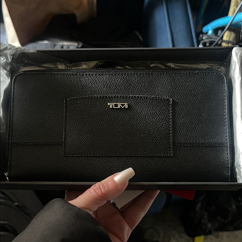 Tumi Black Textured Travel Card Holder